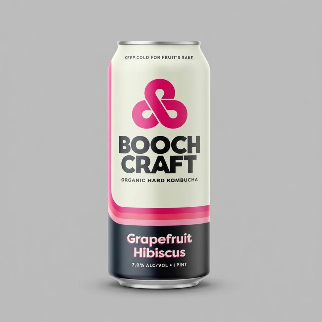 Boochcraft Grapefruit Hibiscus Organic Hard Kombucha 16oz can