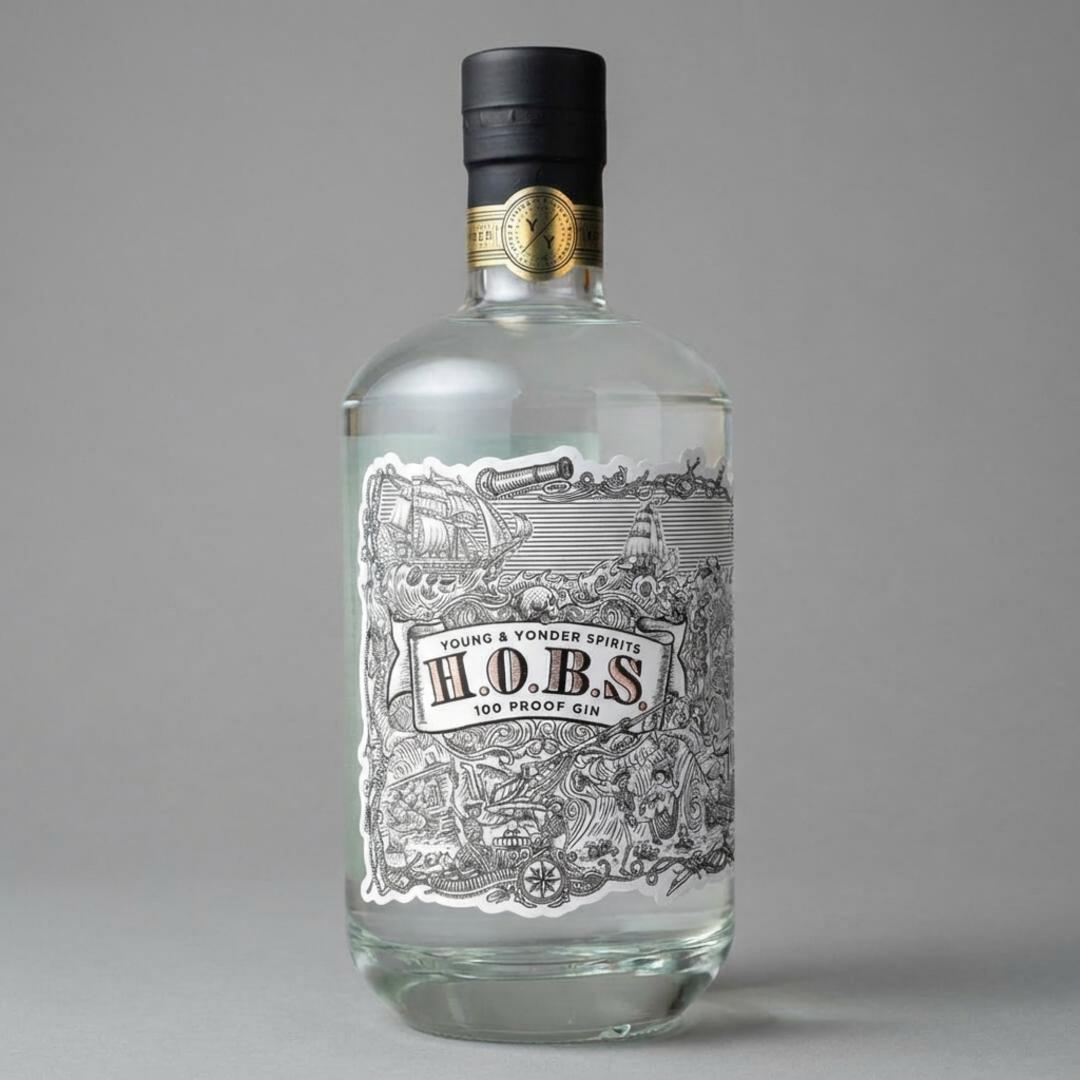 Young & Yonder Spirits, H.O.B.S 100 proof Gin, Healdsburg, CA